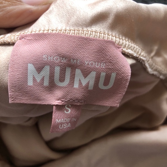 Show me your MUMU Verona cowl midi dress soft beige chiffon slip dress size S - Picture 3 of 5